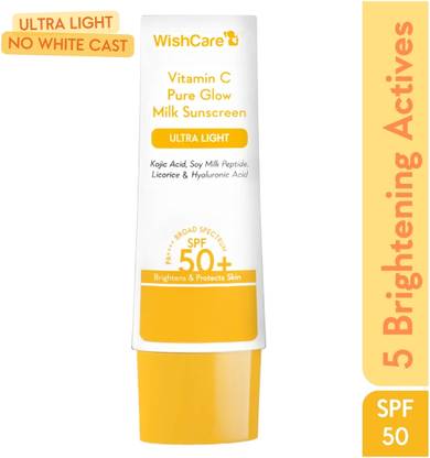 WishCare Sunscreen - SPF 50+ PA++++ Vitamin C Pure Glow Face Sunscreen SPF 50 PA++++ -Broad Spectum Ultra Light