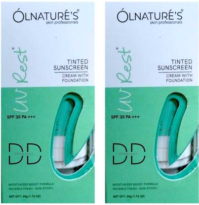 DOOMSDAY Sunscreen - SPF 30 PA+++ OLNATURES UVREST TINTED SUNSCREEN CREAM FULL PROTECTION UVA/AVB RAYS PACK OF 2