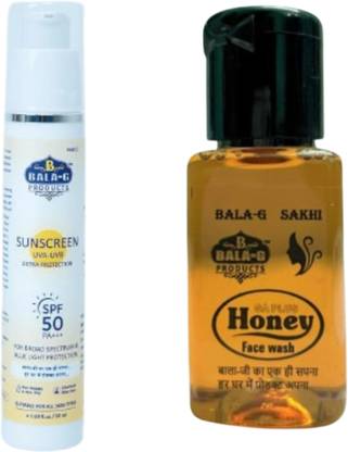B BALA-G Sunscreen - SPF 50 PA+++ Skincare Combo – Sunscreen SPF 50 PA+++ & Honey Facewash