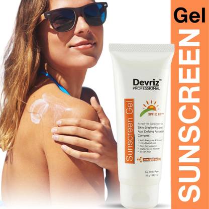 DEVRIZ PROFESSIONAL Sunscreen - SPF 50 PA+++ Skin Brightening Sunscreen Gel Protects From Harmful UVA & UVB Rays