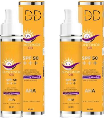 DOOMSDAY Sunscreen - SPF 50 PA+++ SUNCONOR SUNSCREEN GEL FOR COMPLETE PROTECT SUN RAYS PACK OF- 60g x 2