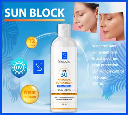 SIYDDIA Sunscreen - SPF SPF-30 PA++ Natural & Skin-Friendly | Prevents Tan, Sunburns & Acnes