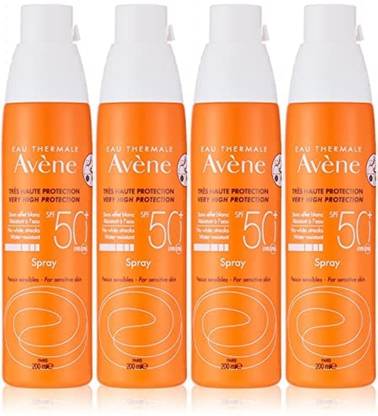 Avene Sunscreen - SPF 50 PA+ High Protection Sunscreen,200 ml x Pack of 4