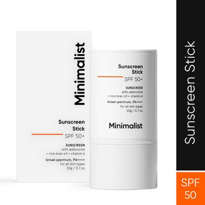 Minimalist Sunscreen - SPF 50 PA++++ Stick with Adenosine, Rice Bran Oil & Vitamin E, Broad spectrum