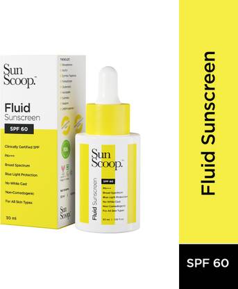 SunScoop Sunscreen - SPF 60 PA+++ Fluid Sunscreen | SPF 60 PA+++ | Water-Based & Lightweight | With Zinc Oxide