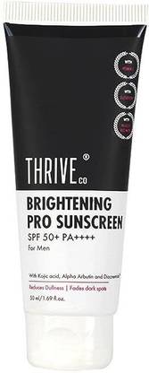 ThriveCo Sunscreen - SPF 50 PA++++ Brightening PRO Sunscreen with Kojic Acid & Vitamin C for Men