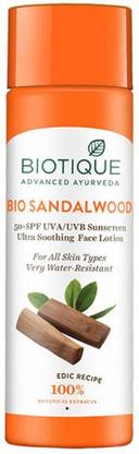 BIOTIQUE Sunscreen - SPF 50 PA+ Bio Sandalwood SPF 50 Ultra Soothing Face Lotion