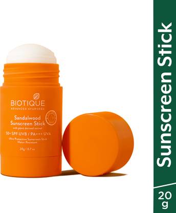 BIOTIQUE Sunscreen - SPF 50 PA+++ Sandalwood Ultra Protective Stick with UVB and Retinol