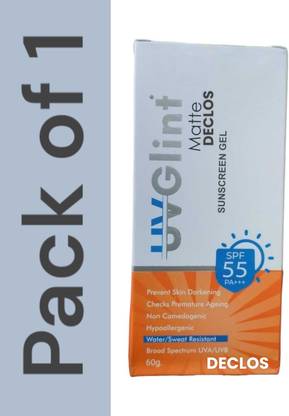 DECLOS Sunscreen - SPF 55 PA+++ uv glint matt sunscreen gel