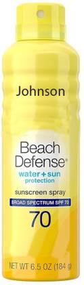 JOHNSON'S Sunscreen - SPF 70 Beach Defense SPF 70 Water + Sun Protection Sunscreen Spray