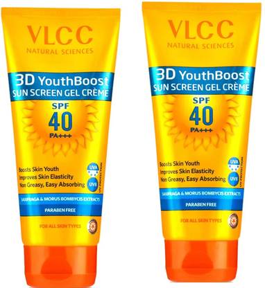 VLCC Sunscreen - SPF 40 PA+++ 3D Youth Boost SPF40 +++ Sunscreen Gel Cream Pack of - 25g x 2