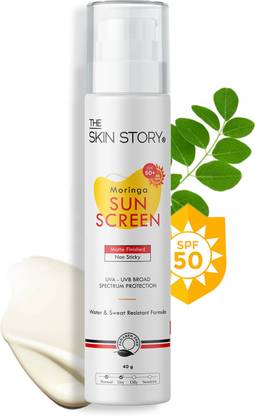 The Skin Story Sunscreen - SPF 50 PA+++ Moringa Sunscreen Spf 50 Pa+++, Uva & Uvb Protection, Non Sticky, Anti Ageing