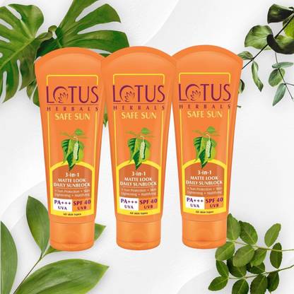 LOTUS HERBALS Sunscreen - SPF 50 SPF40(75g*3)3in1 Matte look daily cream