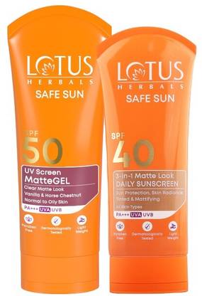 LOTUS HERBALS Sunscreen - SPF 40 SPF50/40,Safesun UVmattegel/mattelook