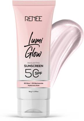 Renee Sunscreen - SPF 50 Lumi Glow Highlighting, Non-Sticky, No White Cast, UVA-UVB Protection