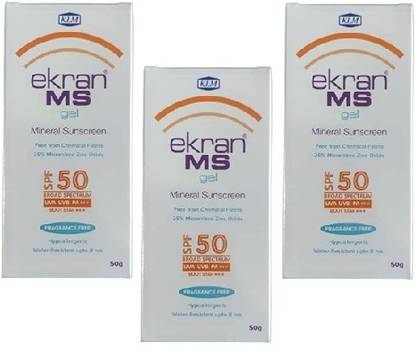 Ekran Sunscreen - SPF 50 PA+++ MS sunscreen gel(50gm) (PACK 3 * 50 G)