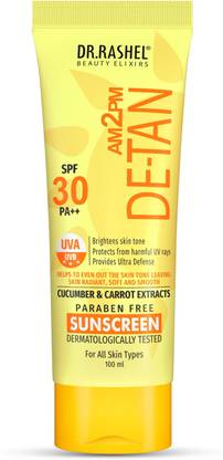 DR.RASHEL Sunscreen - SPF 30 PA++ De-Tan Sunscreen SPF 30 PA++ With Cucumber & Carrot Extract