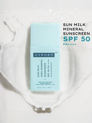 HYPHEN Sunscreen - SPF 50 PA++++ Sun Milk 100% Mineral UV+ Bluelight Protection| Sensitive, Acne-Prone, Oily Skin