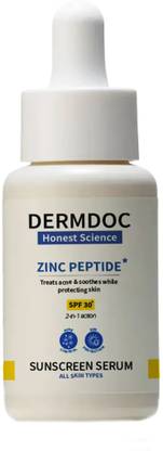 DermDoc Sunscreen - SPF 50 Zinc Peptides* Sunscreen Serum SPF 30 | Acne Fighting Sunscreen