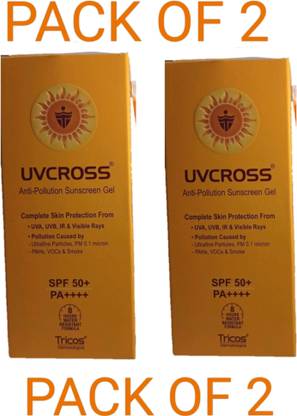 UVCROSS Sunscreen - SPF 50 PA++++ ANTI POLLUTION SUNSCREEN GEL (PACK OF 2)