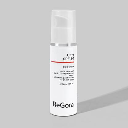 ReGora Sunscreen - SPF 50 PA+++ Ultra SPF 50 Sunscreen–Broad Spectrum UV-A/UV-B Protection|PA+++|Stay Shine-Free