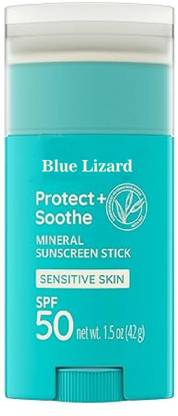 Blue Lizard Sunscreen - SPF 50 Protect + Soothe Mineral Sunscreen Stick for Sensitive Skin SPF50