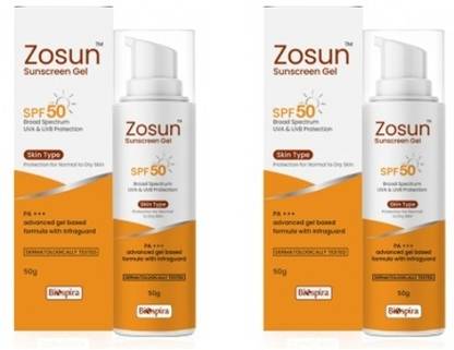 Zosun Sunscreen - SPF 50 PA+++ Sunscreen Gel 50GM (Pack Of 2)