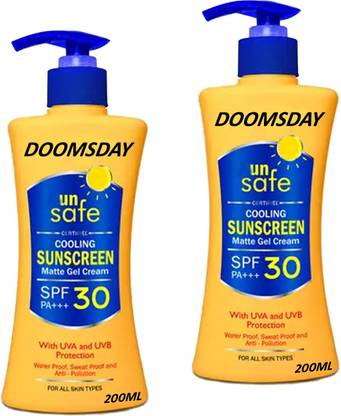 DOOMSDAY Sunscreen - SPF 50 PA+++ SUN SAFE COOLING SUNCREEN MATTE GEL CREAM PACK OF 2