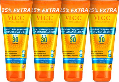 VLCC Sunscreen - SPF 30 PA+++ Matte Look 100 g with 25 g Extra (Pack of 4)