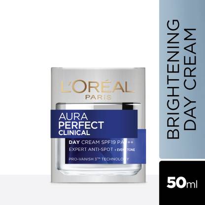 L'Oréal Paris Sunscreen - SPF 50 PA+++ Aura Perfect Clinical Day Cream With SPF 19 PA+++ | Expert Spot Corrector, Evens Tone & Reduces Dark Spots, 50ml