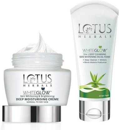 LOTUS Sunscreen - SPF 50 WHITEGLOW Skin Whitening & Brightening Deep Moisturising Cr�me_60gm With Whitening Facial Foam_50gm