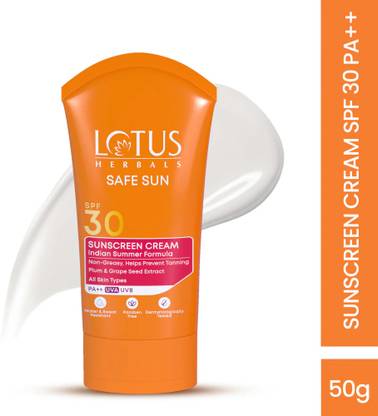 LOTUS HERBALS Sunscreen - SPF 30 PA++ Safe Sun Sunscreen Cream SPF 30 PA++