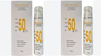 RAYSTOP Sunscreen - SPF 50 PA+++ C Sunscren (Invisible Vitamin C ) (PACK OF 2 )