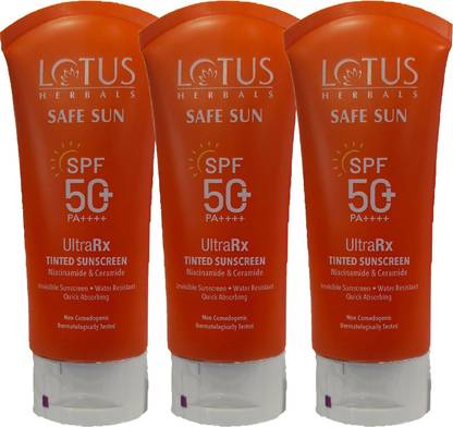 LOTUS HERBALS Sunscreen - SPF 50 PA++++ Safe Sun Ultrarx Sunscreen SPF-50,SS1 ( 50G X 3 )