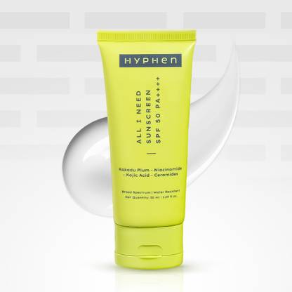 HYPHEN Sunscreen - SPF 50 PA++++ All I Need Sunscreen SPF50 PA++++ | Brightens - Niacinamide, Kakadu Plum