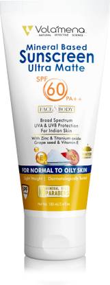Volamena Sunscreen - SPF 50 PA++ Mineral based Sunscreen ultra matte 60 SPF++