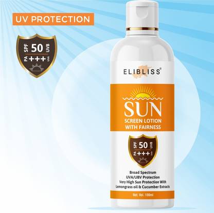 ELIBLISS Sunscreen - SPF 50 PA+++ Outdoor SPF 50 Sunscreen Lotion Full Spectrum Protection - SPF 50 PA+++