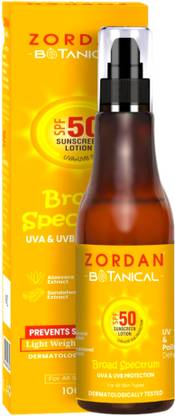 ZORDAN Sunscreen - SPF 50 PA++++ SPF 50 Sunscreen Lotion I Broad Spectrum I UVA+UVB Protection I Prevent Tanning