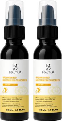 BEAUTILIA Sunscreen - SPF 50 PA++++ Moisturizing Sunscreen with Vitamin E Shea Butter Broad Spectrum UV Protection