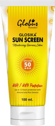 Globus Remedies Sunscreen - SPF 50 PA+++ Glosika Sunscreen Lotion Up to 12 hrs Protection - SPF 50 PA+++