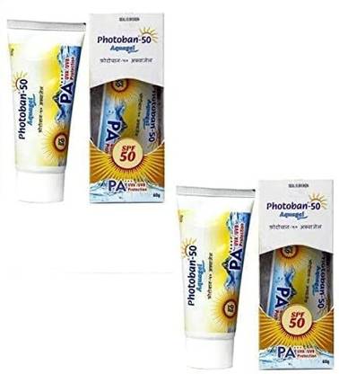 Photoban Sunscreen - SPF 50 PA+++ 50 Aquagel With Dry All Skin Types (pack of 2)