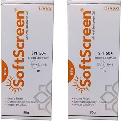 LINUX Sunscreen - SPF 50 PA++ Softscreen Mineral Sunscreen Gel SPF-50+ 50gm