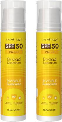 Cosmétique Sunscreen - SPF 50 PA+++ Broad Spectrum with Instant Absorption & UVA+Blue Light Protection (50 ml x 2)