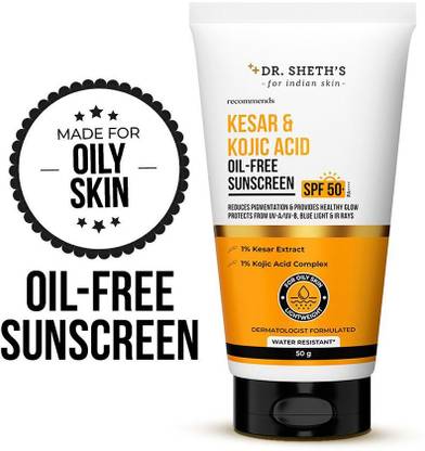 Dr. Sheth’s Sunscreen - SPF 50 PA++++ Kesar & Kojic Acid Oil-Free Sunscreen | Reduces Pigmentation