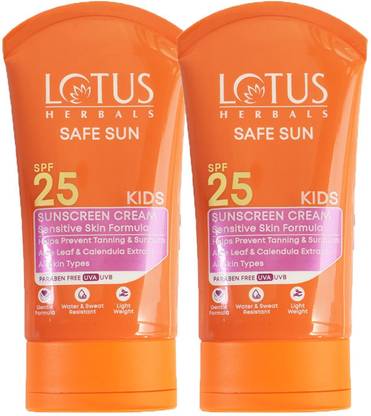 LOTUS HERBALS Sunscreen - SPF 50 SS Kids sunscreen cream SPF 25_ 100g(Pack of 2)