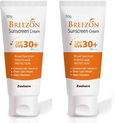 Zuuluzrs Sunscreen - SPF 50 PA+++ New Offer B r e e z o n Sunscreen 50gm (Pack of 2) New Week Day Offer