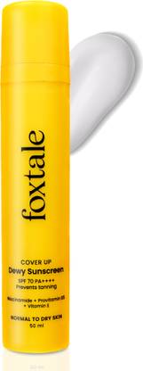 Foxtale Sunscreen - SPF 70 PA++++ Dewy Sunscreen with Naicinamide for Non Greasy Lightweight Dewy Look