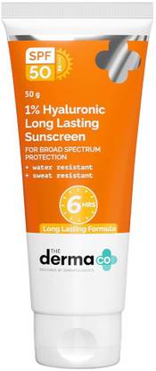 The Derma Co Sunscreen - SPF 50 PA++++ 1% Hyaluronic Long Lasting Sunscreen with Hyaluronic Acid & Vitamin E