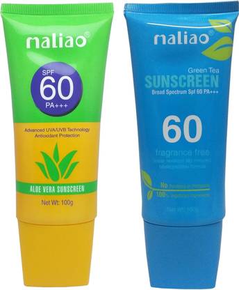 maliao Sunscreen - SPF 60 PA+++ Aloe Vera and Green Tea Sunscreen 60PA+++