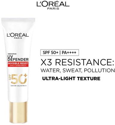 L'Oréal Paris Sunscreen - SPF 50+ UV DEFENDER INVISIBLE RESIST DAILY SUNSCREEN SPF50+ PA++++ 30ML